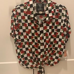 Checkered with Roses Collared Shirt